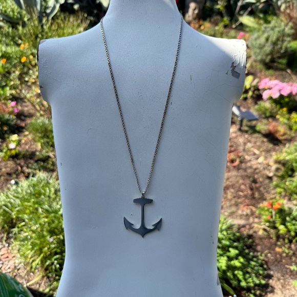 Men's Sterling Silver Anchor Pendant Necklace. NauticalNecklace.